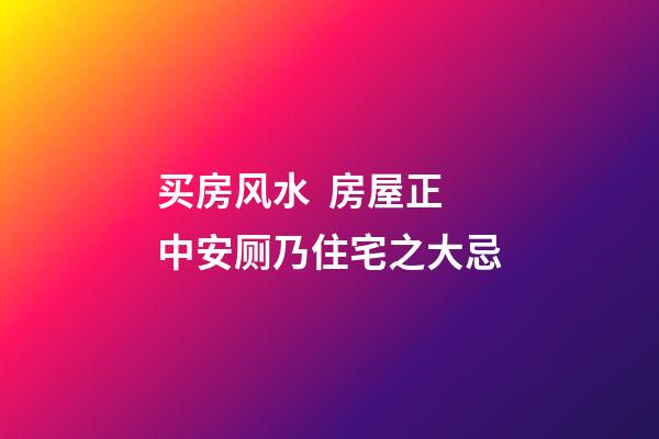 买房风水  房屋正中安厕乃住宅之大忌